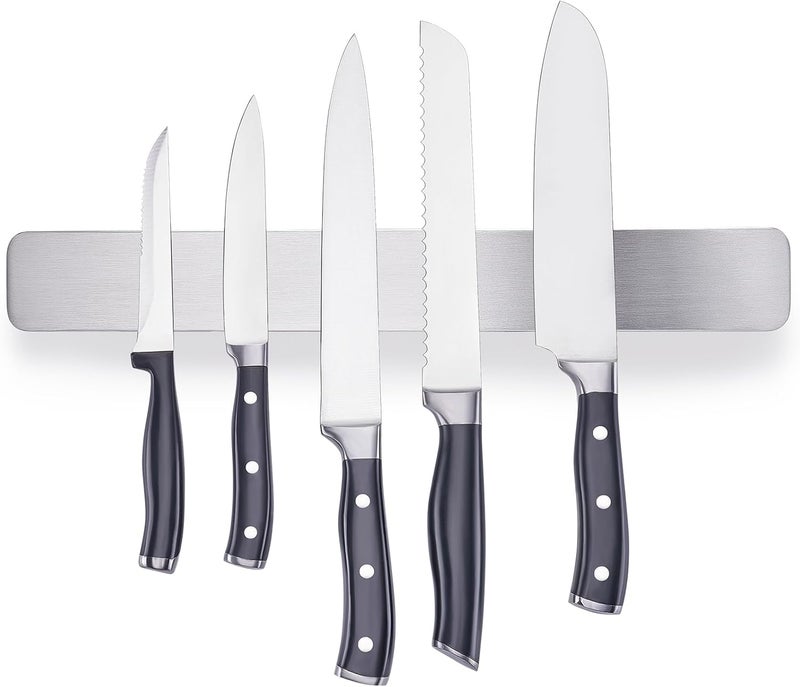 ENOKING 16 Inch Magnetic Knife Holder, 304 Stainless Steel Knife Magnetic Strip for Wall, Refrigerator, RV Kitchen, Knife Rack for Utensil Storage, Gray - Image 1